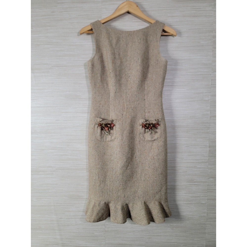 David Meister Women's Wool Blend Sleeveless Mermaid Sheath Dress Size 2